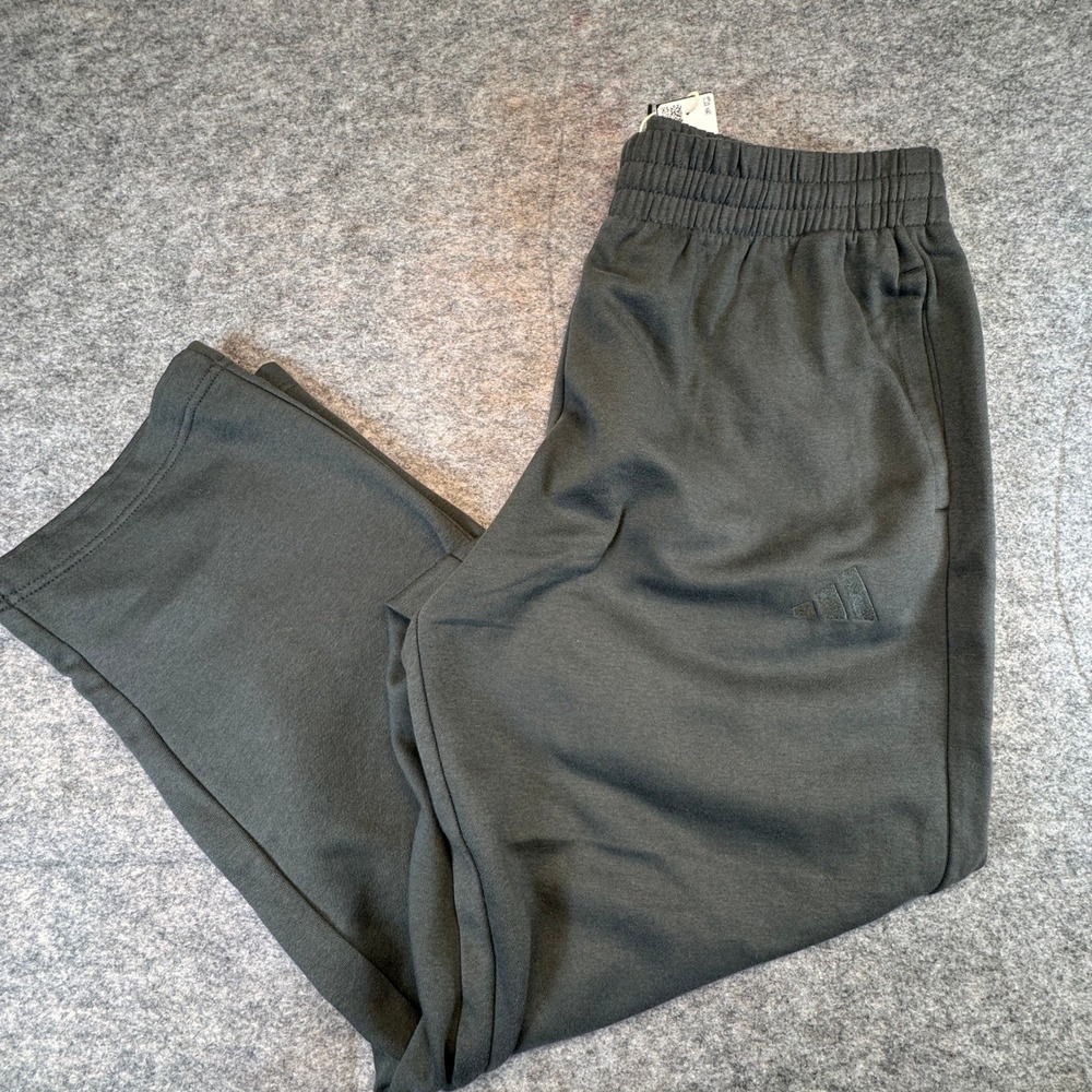 Adidas Mens Essentials Fleece Open Hem Pants Dark Grey Joggers Sweatpants XL